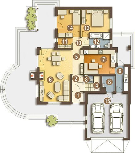 Parter projektu Sylwia z garażem 2-st. [A]