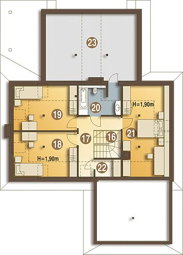 Poddasze projektu Sylwia z garażem 2-st. [A]