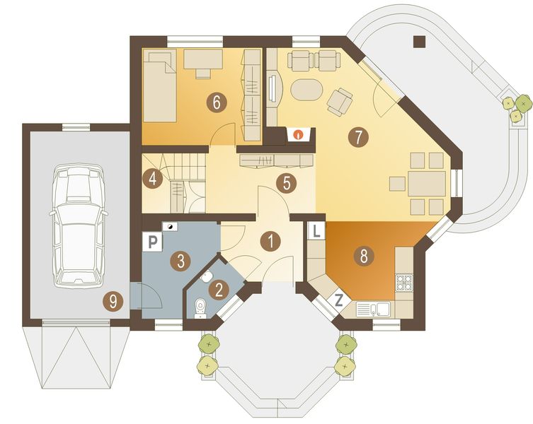 Parter projektu Szpak z garażem 1-st. [A]