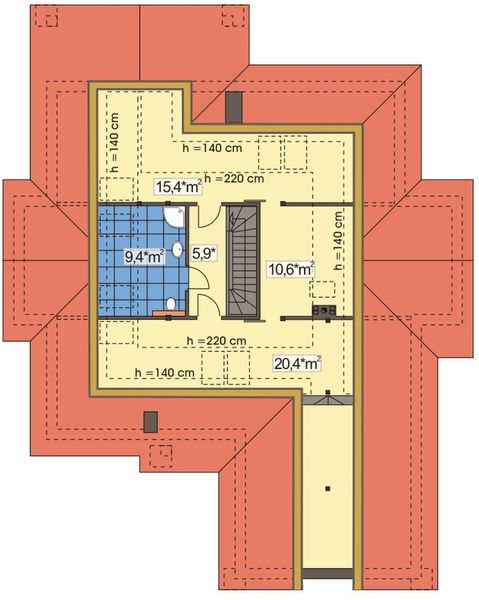 Poddasze projektu Arabella 2 wersja A z piwnicą paliwo stałe