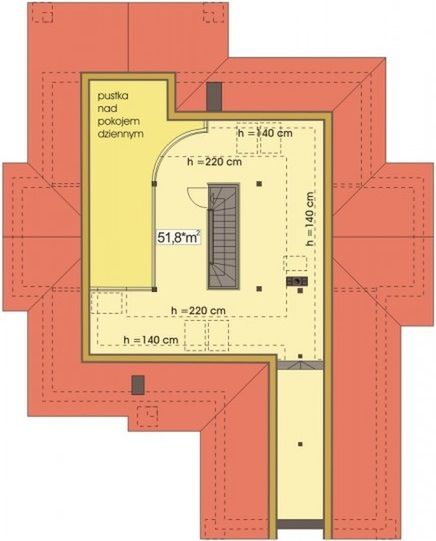 Poddasze projektu Arabella 2 wersja B z antresolą i piwnicą paliwo stałe