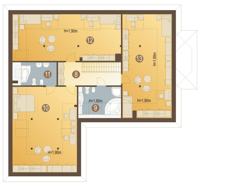 Poddasze projektu Wrona z garażem 2-st. [A]