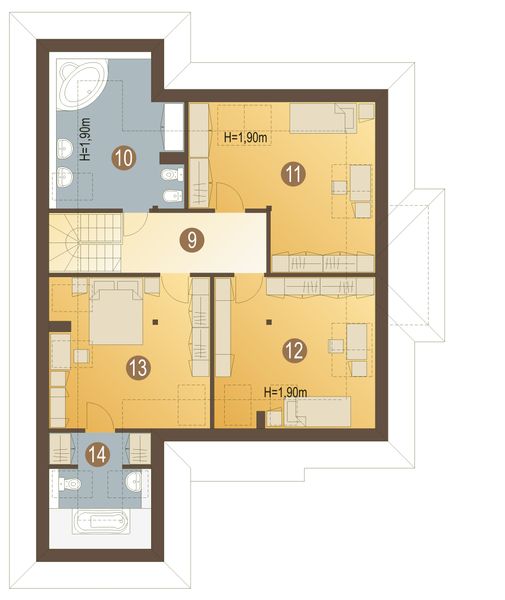 Poddasze projektu Żuraw II z garażem 1-st. [A]