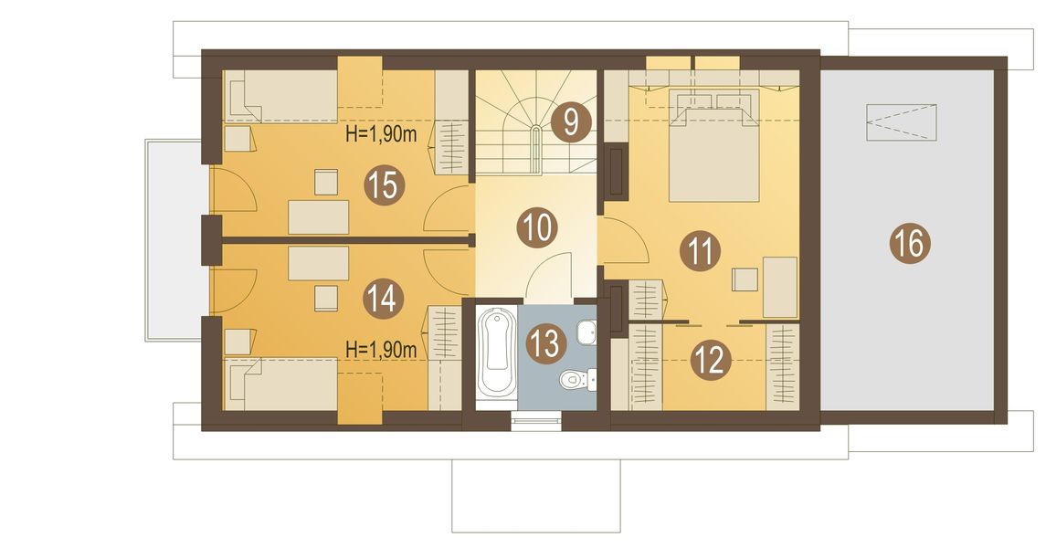 Poddasze projektu Muchomorek z garażem 1-st. [A]