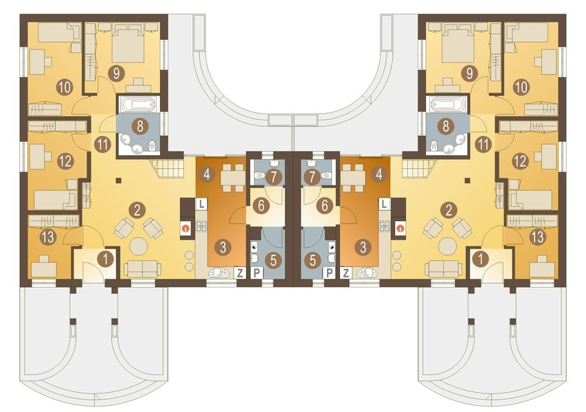 Parter projektu Hania bez garażu bliźniak [B-BL]