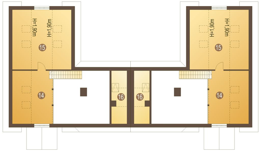 Poddasze projektu Hania bez garażu bliźniak [B-BL]