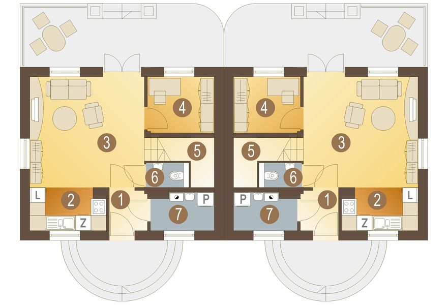 Parter projektu Florek bez garażu bliźniak [B-BL]