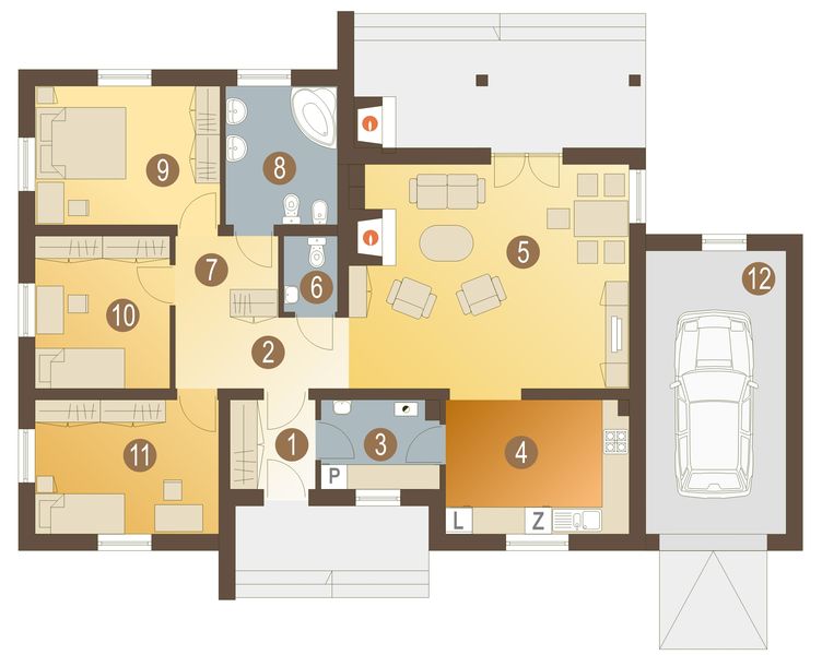 Parter projektu Mateusz z garażem 1-st. [A]