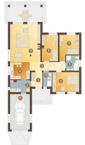 Parter projektu Aleks z garażem 1-st. [A]