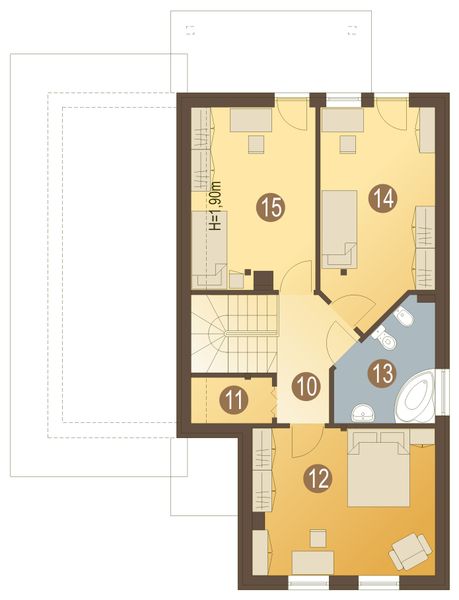 Poddasze projektu Jaś II z garażem 1-st. [A]