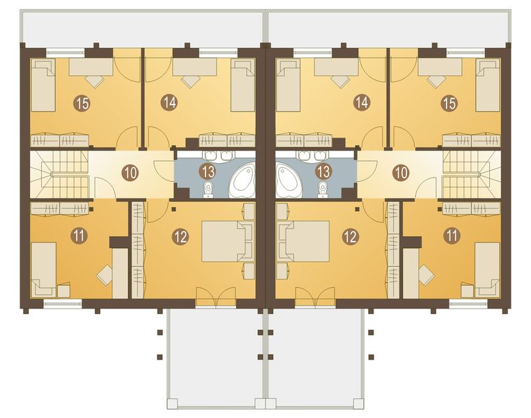Poddasze projektu Eliza z garażem 1-st. bliźniak [A-BL1]