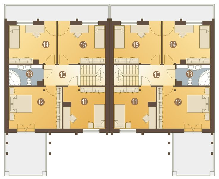 Projekt domu Eliza z garażem 1-st. bliźniak [A-BL2] - rzut 1 piętra, dom liczy 5 pokoje, 2 łazienki i wc