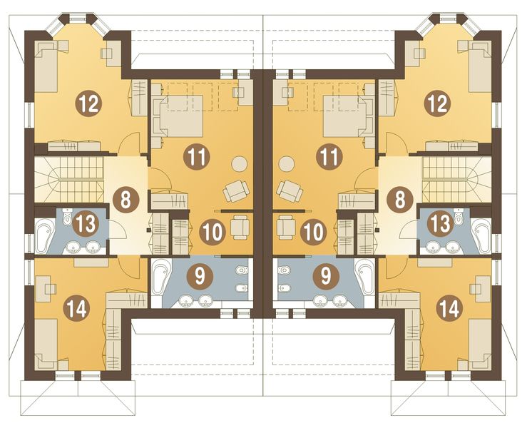 Poddasze projektu Cezar z garażem 1-st. bliźniak [A-BL2]