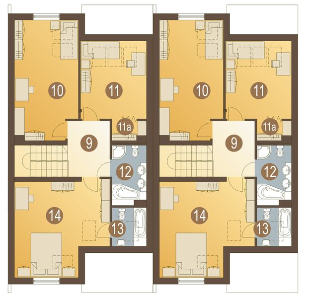 Poddasze projektu Irma z garażem 1-st. szeregówka