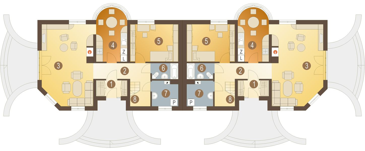 Parter projektu Jemiołuszka bez garażu bliźniak [B-BL]