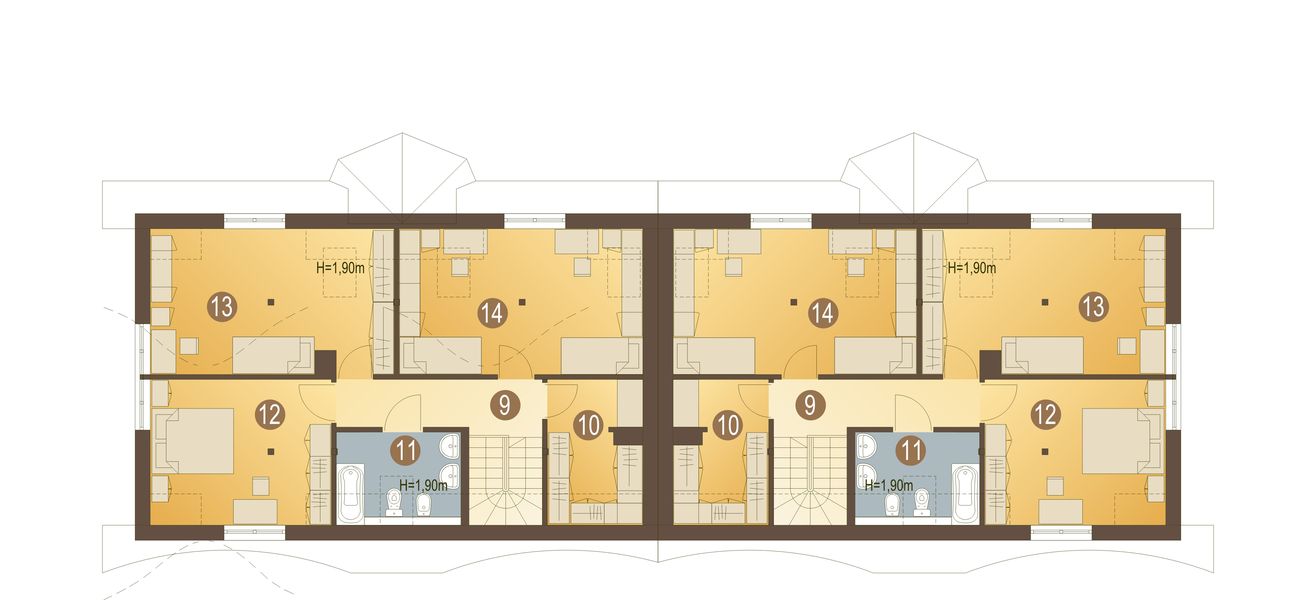 Poddasze projektu Jemiołuszka bez garażu bliźniak [B-BL]