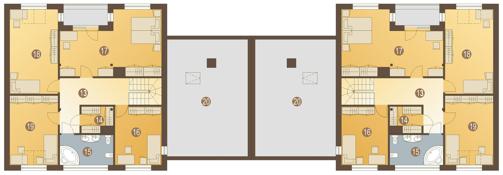 Poddasze projektu Dzięcioł z garażem 2-st. bliźniak [A-BL2]