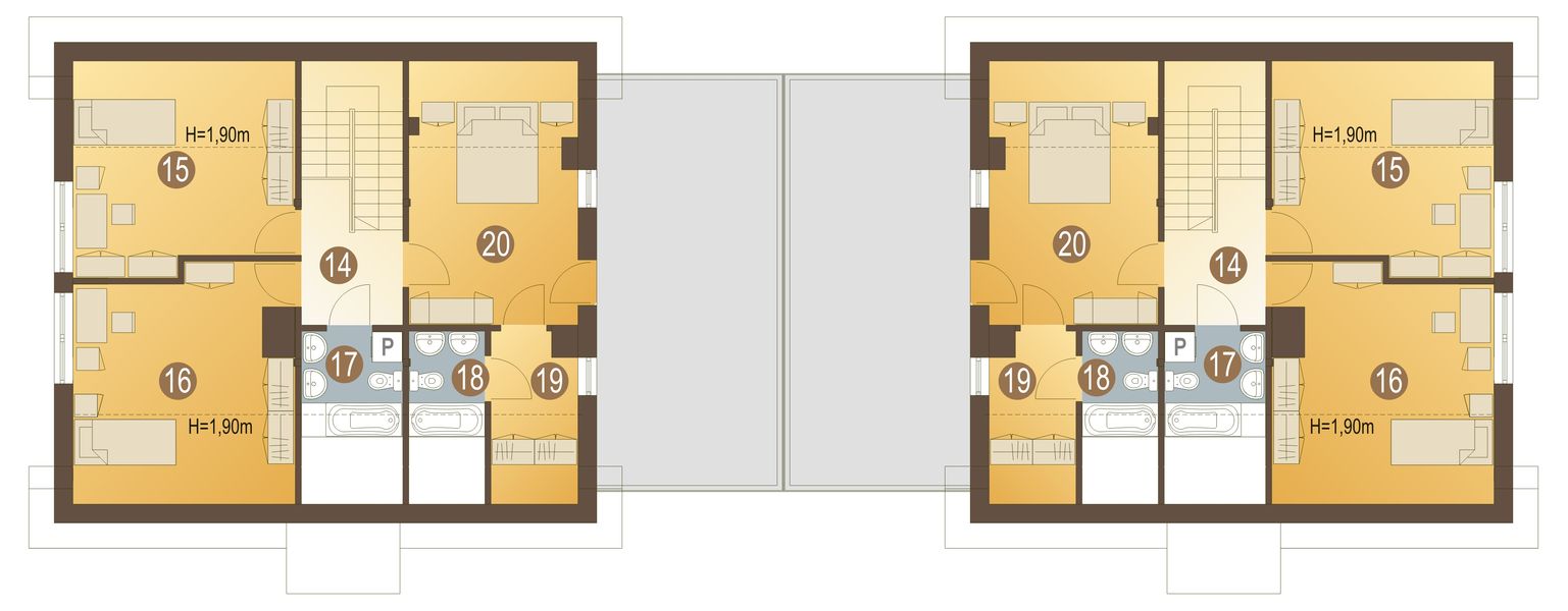 Poddasze projektu Bażant II z garażem 1-st. bliźniak [A-BL]