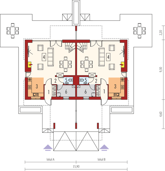 Parter projektu Oliwier z wiatą (dwulokalowy)