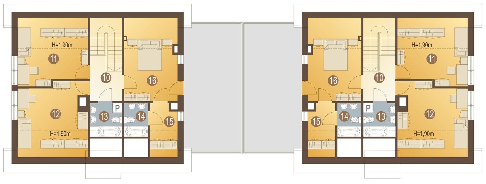 Poddasze projektu Bażant z garażem 1-st. bliźniak [A-BL]