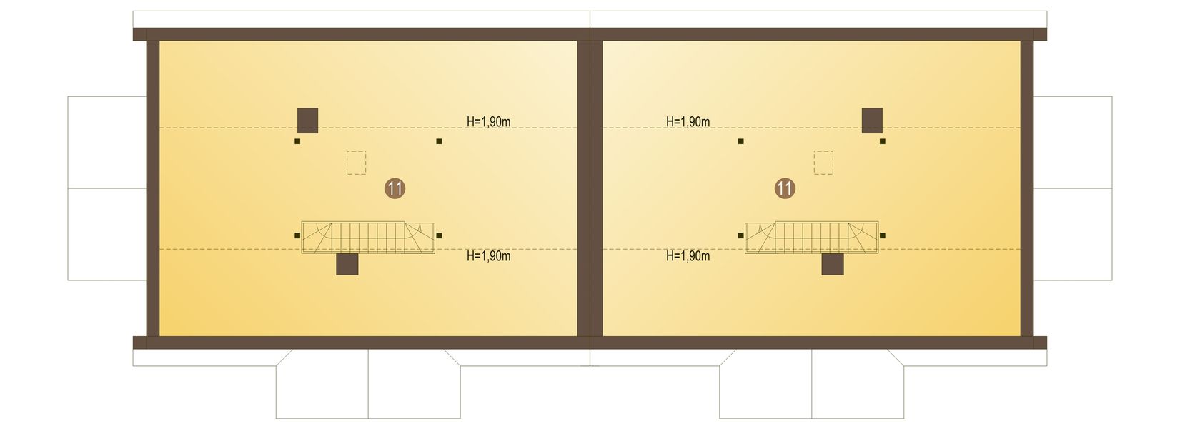 Poddasze projektu Czajka bez garażu bliźniak [B-BL]