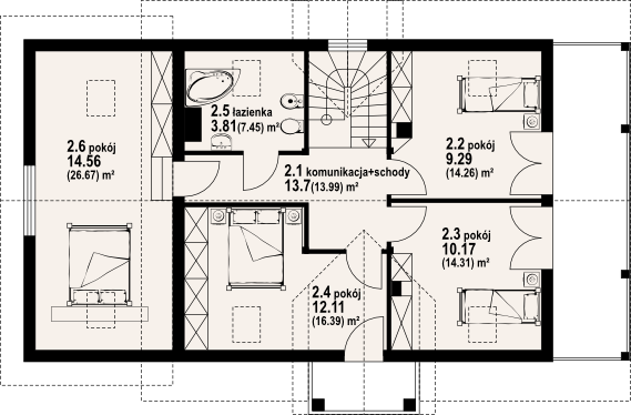 Poddasze projektu Milicz mały dws