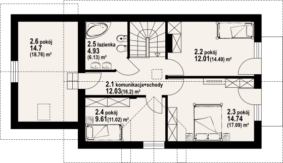 Poddasze projektu Osiek wąski 29