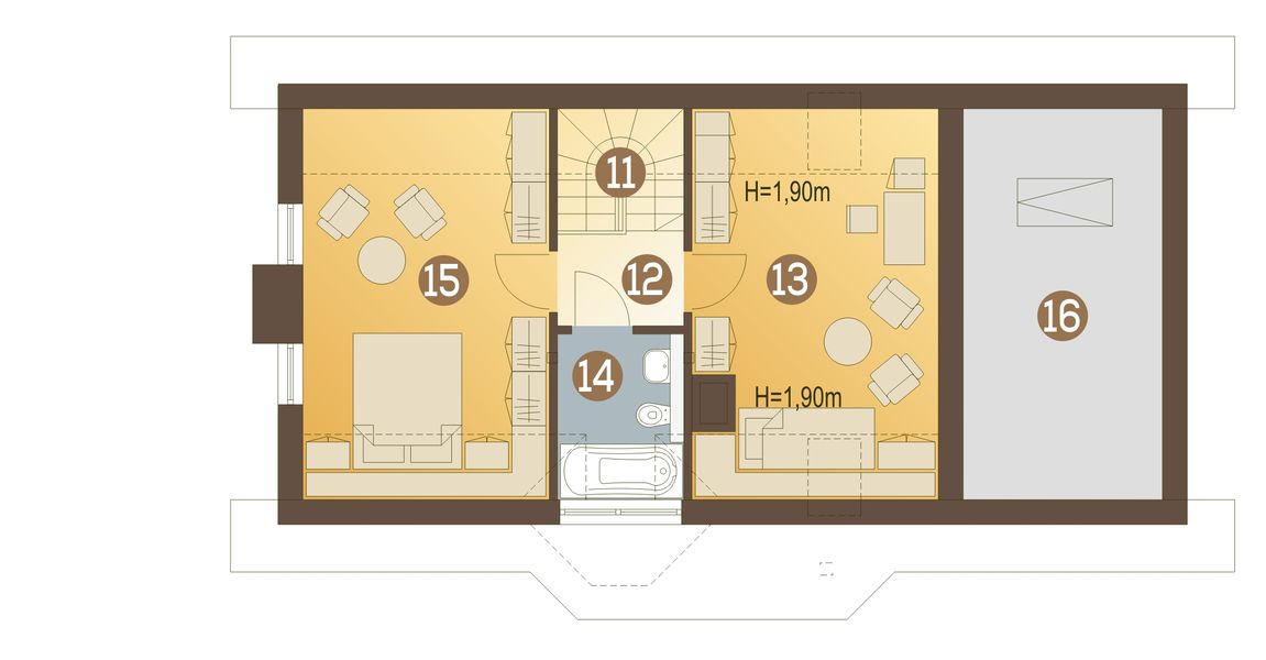 Poddasze projektu Agatka z garażem 1-st. [A]