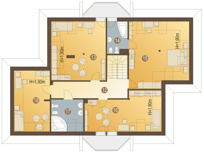 Poddasze projektu Dzierlatka IV z garażem 1-st. [A1]