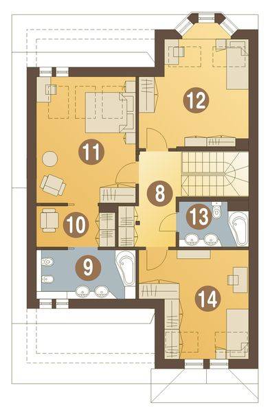 Poddasze projektu Cezar z garażem 1-st. szeregówka