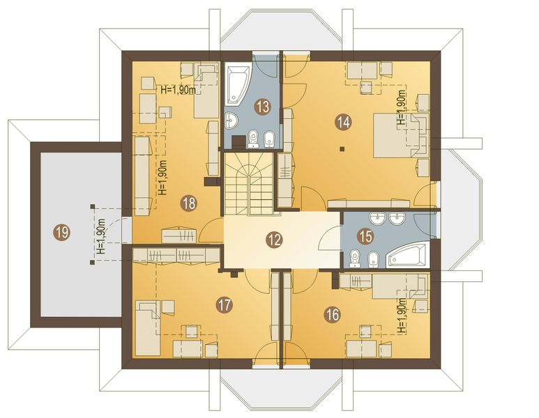 Poddasze projektu Dzierlatka III z garażem 1-st. [A1]