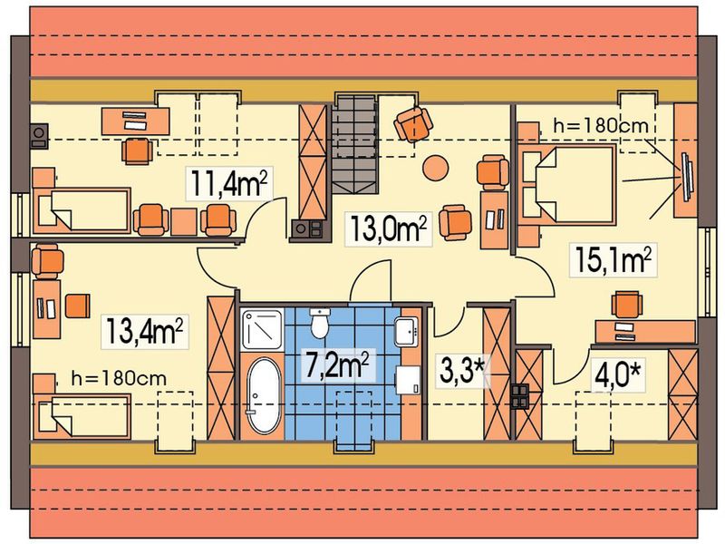 Poddasze projektu Kevin wersja A bez wykusza paliwo stałe