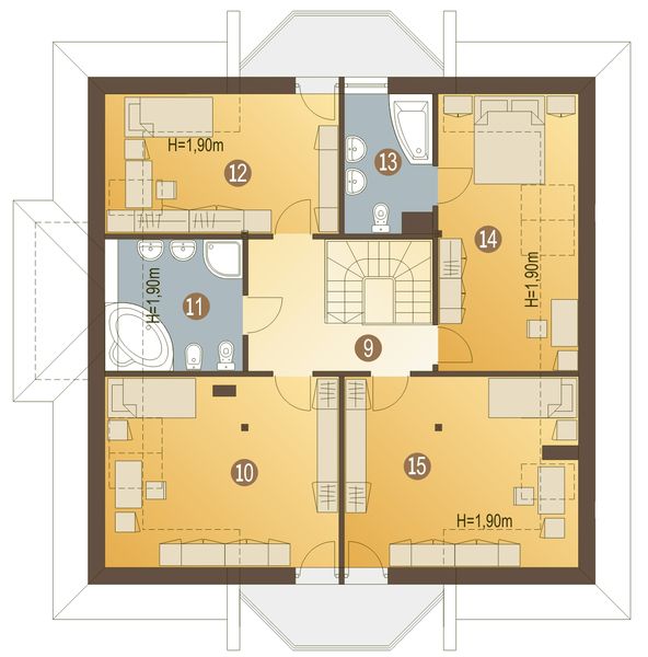 Poddasze projektu Dzierlatka V bez garażu [B]