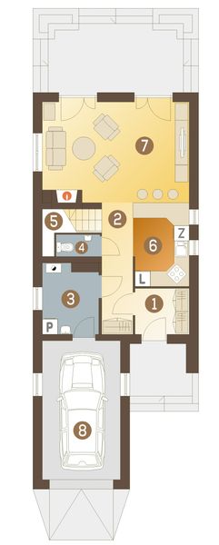 Parter projektu Magda z garażem 1-st. [A]