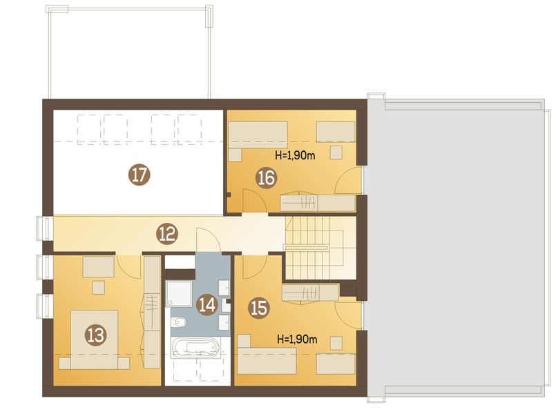 Poddasze projektu Oleg z garażem 2-st. [A1]