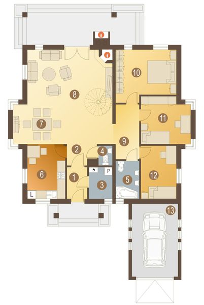 Parter projektu Bartosz z garażem 1-st. [A]