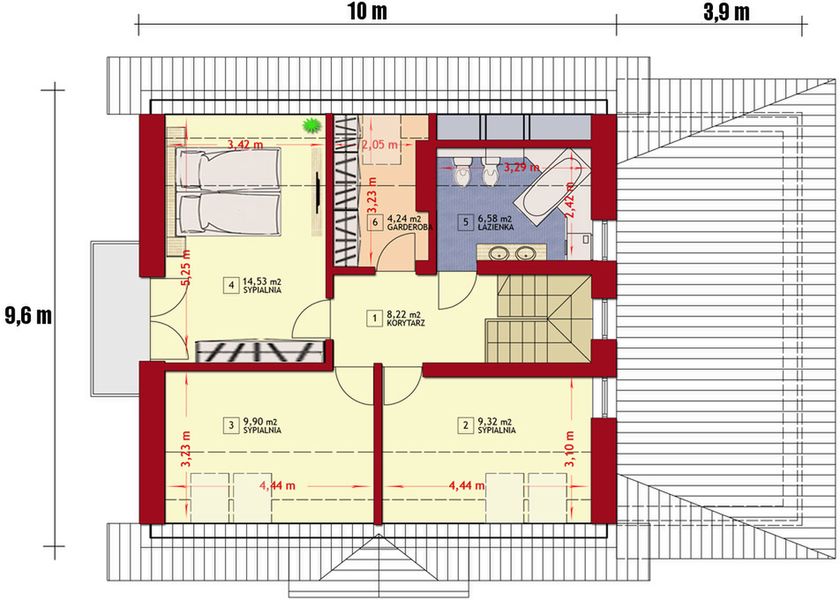 Poddasze projektu Dom w Pensylwanii 1 z garażem