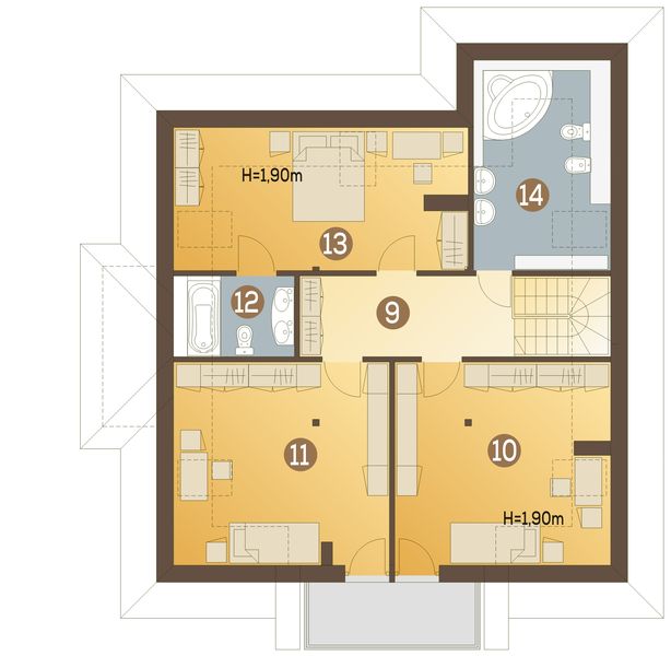 Poddasze projektu Żuraw bez garażu [B]