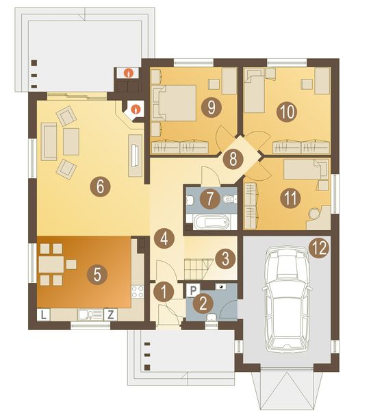 Parter projektu Ludwik z garażem 1-st. [A]