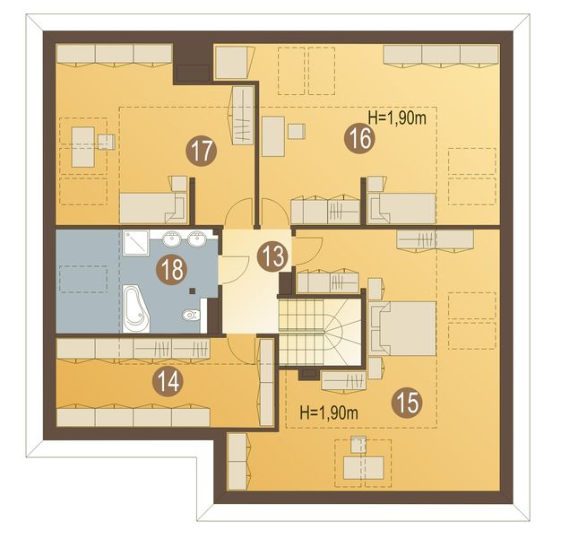 Poddasze projektu Ludwik z garażem 1-st. [A]