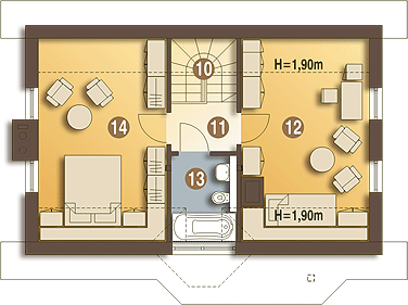 Poddasze projektu Agatka bez garażu [B]