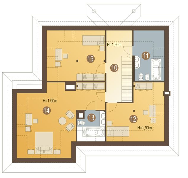 Poddasze projektu Albatros z garażem 2-st. [A]