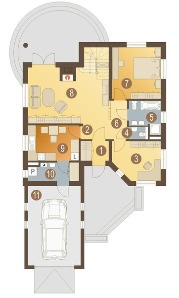 Parter projektu Alinka z garażem 1-st. [A]