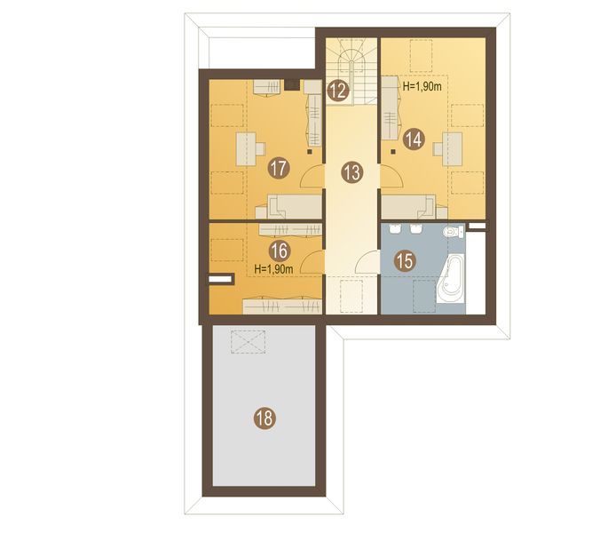 Poddasze projektu Alinka z garażem 1-st. [A]