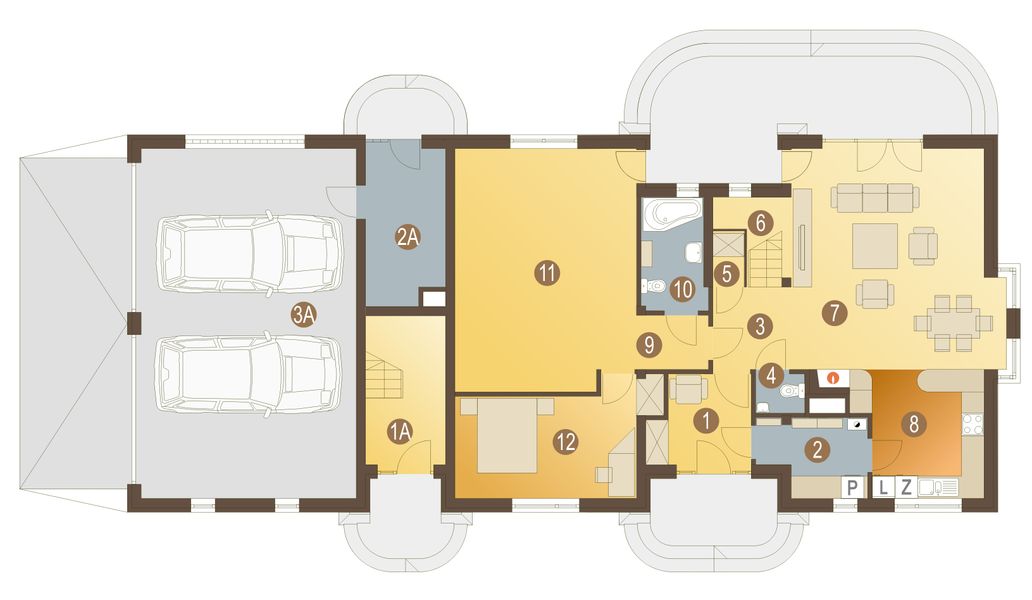 Parter projektu Amelia IV z garażem 2-st. [A]