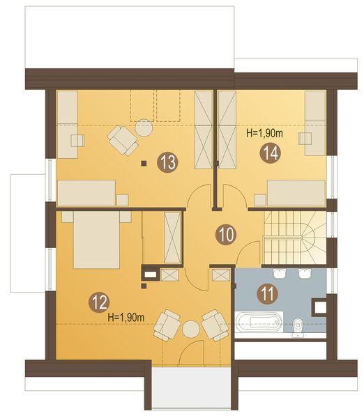 Poddasze projektu Asia bez garażu [B]