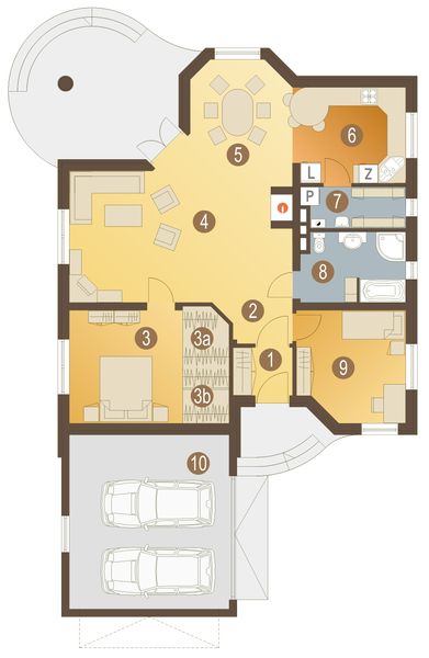 Parter projektu Beata II z garażem 2-st. [A]