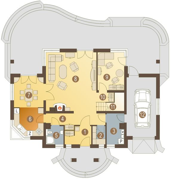 Parter projektu Damian z garażem 1-st. [A]
