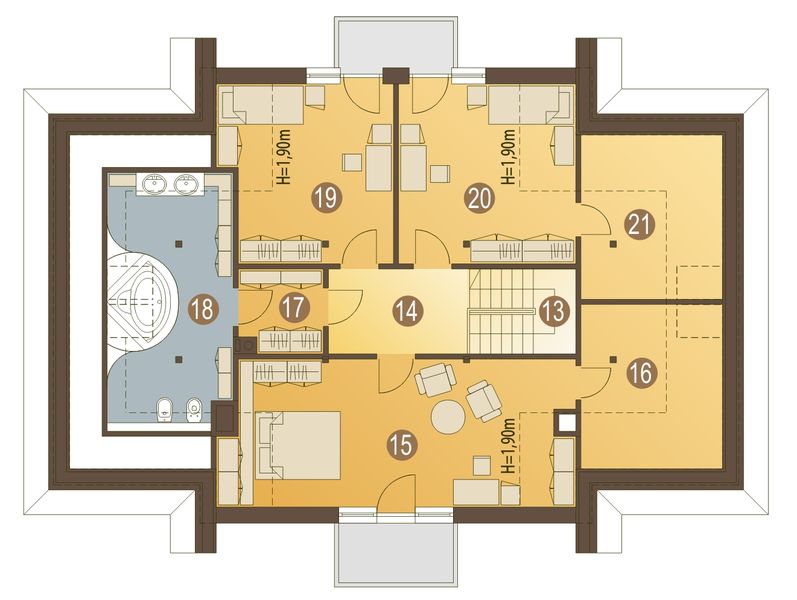 Poddasze projektu Damian z garażem 1-st. [A]