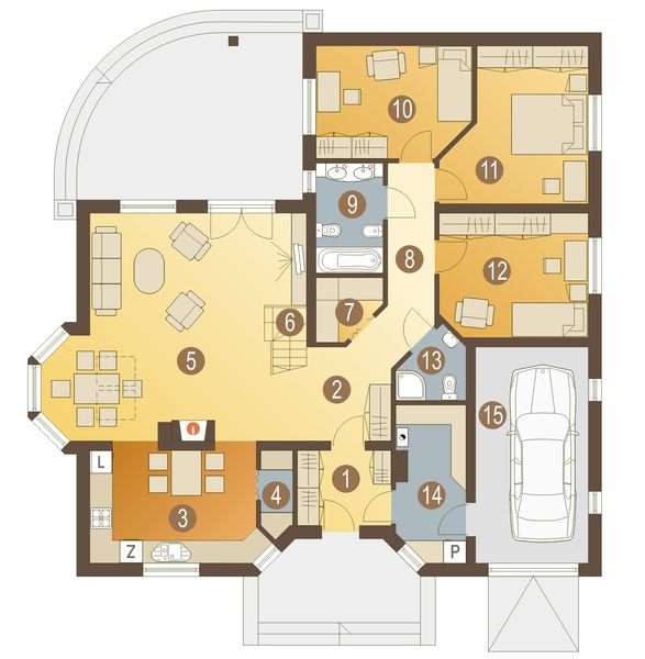 Parter projektu Darek z garażem 1-st. [A]